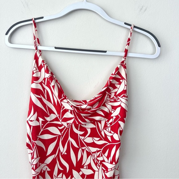 Vintage Silk Diane Von Furstenberg Red Leaf Print Midi Dress - Picture 2 of 6